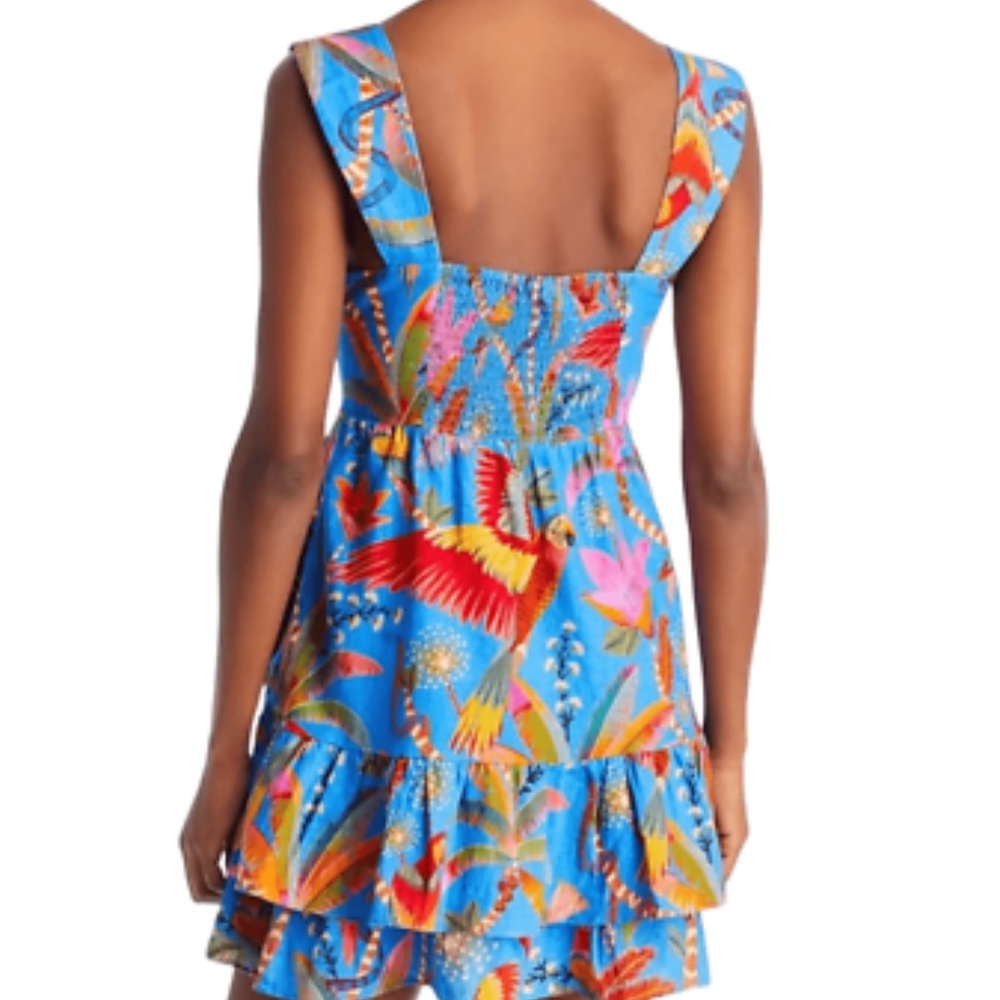 FARM Rio Blue Tropical Floral Mini Ruffle Dress - Picture 3 of 12
